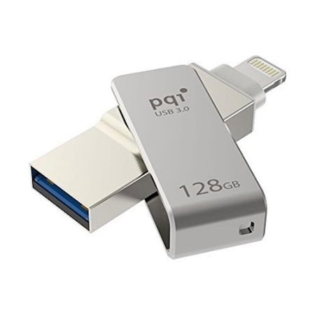 Pqi PQI 6I04-128GR1001 iConnect Mini Apple Mfi 128 GB Mobile Flash Drive with Lightning Connector for iPhones; iPads; Mac & PC USB 3.0 - Iron Gray 6I04-128GR1001